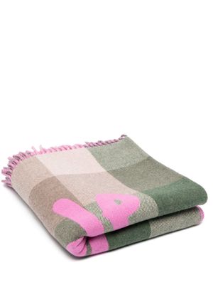 Autry logo-patch checkered knitted blanket - Neutrals