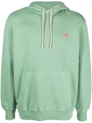 Autry logo-patch cotton hoodie - Green