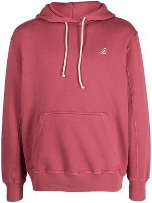 Autry logo-patch cotton hoodie - Pink