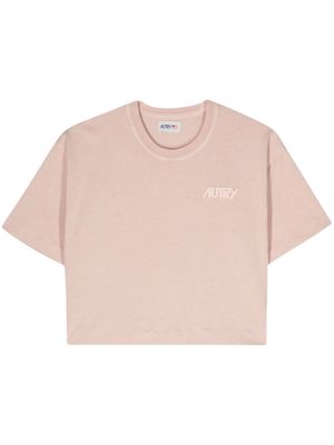 Autry logo-patch cropped T-shirt - Pink