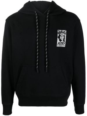 Autry logo-patch pullover hoodie - Black