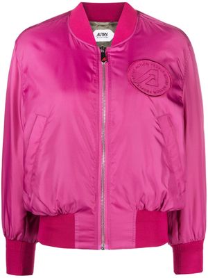 Autry logo-patch zipped bomber jacket - Pink