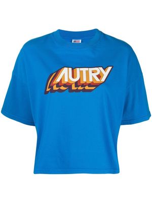 Autry logo-print cotton crop top - Blue