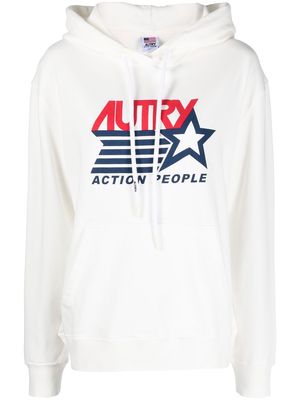 Autry logo-print cotton hoodie - White