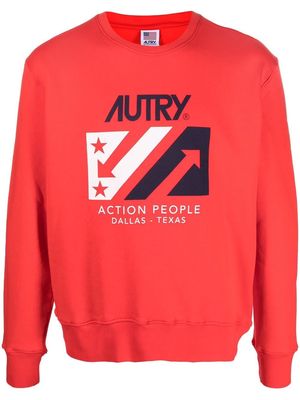 Autry logo-print cotton sweatshirt - Red