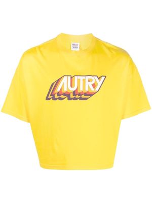 Autry logo-print cropped T-shirt - Yellow