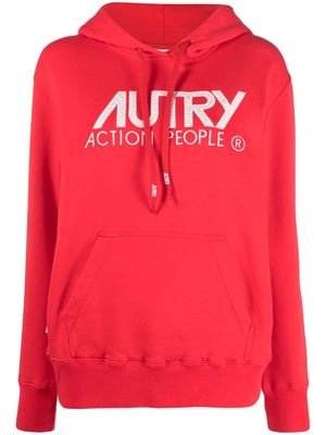 Autry logo-print drawstring hoodie - Red