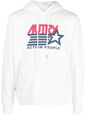 Autry logo-print drawstring hoodie - White
