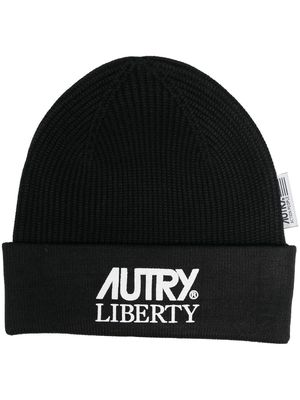 Autry logo-print knitted beanie - Black
