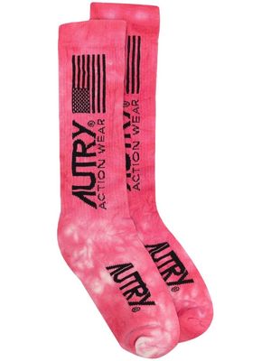 Autry logo-print ribbed socks - Pink