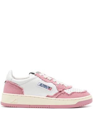 Autry Medalist frayed-trim leather sneakers - Pink