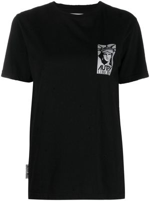 Autry reflective-logo cotton T-shirt - Black