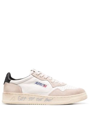 Autry slogan-sole leather sneakers - White