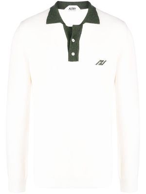 Autry two-tone long-sleeved polo shirt - Neutrals