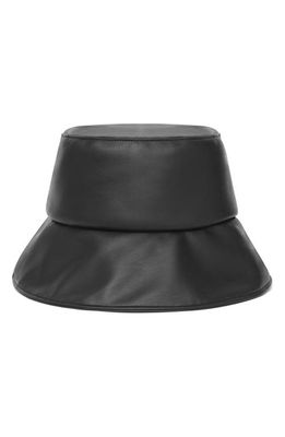 Autumn Adeigbo Faux Leather Bucket Hat in Black Vegan Leather