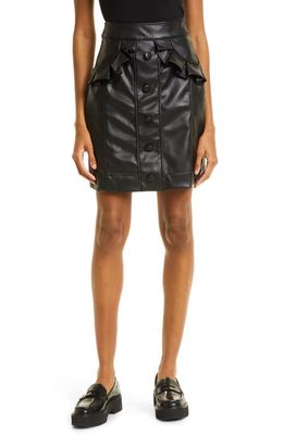 Autumn Adeigbo Jewel Faux Leather Miniskirt in Black Vegan Leather