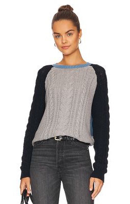 Autumn Cashmere Cable Crew in Grey