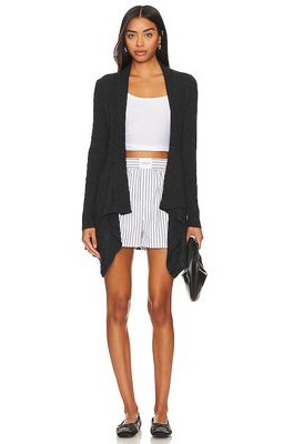 Autumn Cashmere Cable Drape Sweater in Black