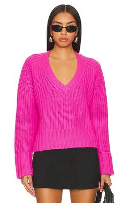 Autumn Cashmere Chunky V-neck Sweater in Pink