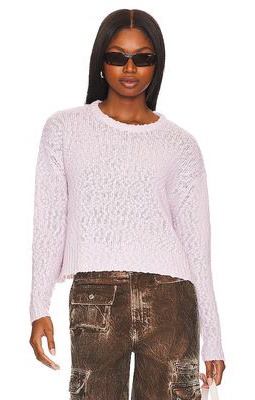 Autumn Cashmere Cropped Boxy Texture Crew Neck in Blush