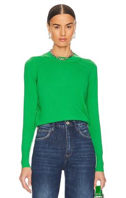 Autumn Cashmere Cropped Reversed Seams Crewneck in Green