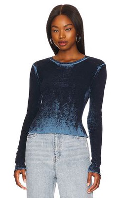 Autumn Cashmere Inked Ribbed Crew in Blue