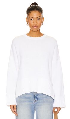 Autumn Cashmere Relaxed Solid Crew in White