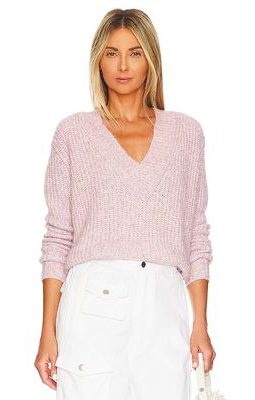 Autumn Cashmere Tweedy Shaker Sweater in Pink