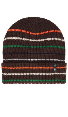 Autumn Headwear Multi Stripe Select Fit Beanie in Brown.