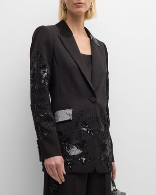Autumn Single-Button Sequin Embroidered Jacket