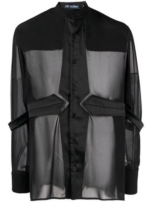 AV Vattev band-collar semi-sheer shirt - Black
