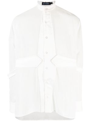 AV Vattev band-collar semi-sheer shirt - White