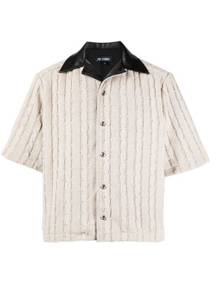 AV Vattev cable-knit short-sleeved wool shirt - Neutrals