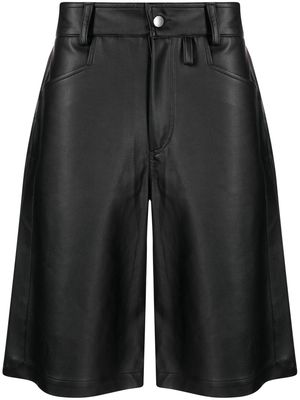 AV Vattev faux-leather A-line shorts - Black