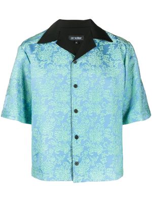 AV Vattev floral-jacquard camp collar shirt - Blue