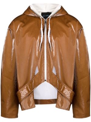AV Vattev high-shine zip-up hooded jacket - Brown