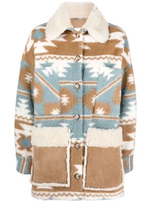 Ava Adore abstract-pattern shearling jacket - Neutrals