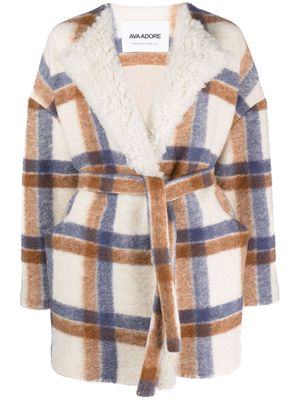 Ava Adore check-print belted coat - Neutrals