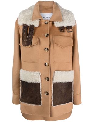 Ava Adore detachable-collar wool jacket - Brown