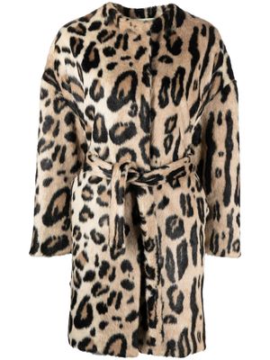 Ava Adore leopard-pattern fringe coat - Neutrals