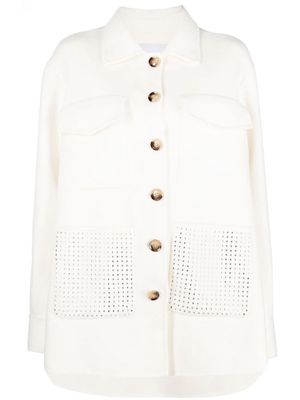 Ava Adore rhinestone-embellished single-breasted coat - Neutrals