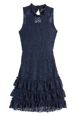 Ava & Yelly Kids' Chacha Lace Overlay Party Dress in Navy