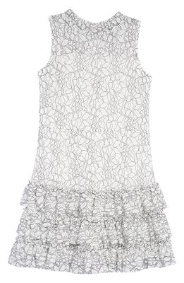 Ava & Yelly Kids' Lace Ruffle Dress in Off White