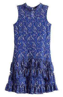 Ava & Yelly Kids' Lace Ruffle Dress in Royal Blue
