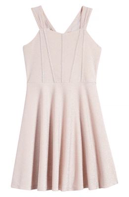 Ava & Yelly Kids' Metallic Skater Dress in Pink Shimmer