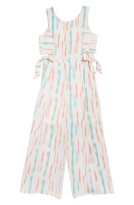 Ava & Yelly Kids' Printed Side Knot Jumpsuit in Multi