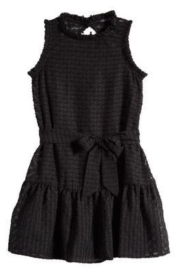 Ava & Yelly Kids' Ruffle Fil Coupé Dress in Black