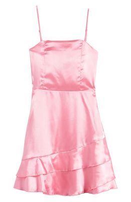 Ava & Yelly Kids' Ruffle Satin Dress in Pink