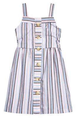 Ava & Yelly Kids' Stripe Button-Up Cotton Sundress in Pink