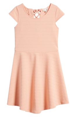Ava & Yelly Kids' Textured Lace-Up Skater Dress in Coral